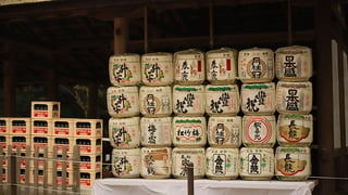 【奈良市】春日大社に奉納された酒樽、奈良を代表する日本酒「春鹿」の酒樽も見える